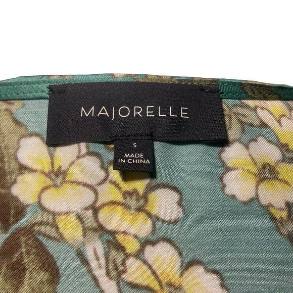 Majorelle Blouse Top Women Size S Green Floral Bird Print Long Sleeve Open Front - Picture 7 of 14